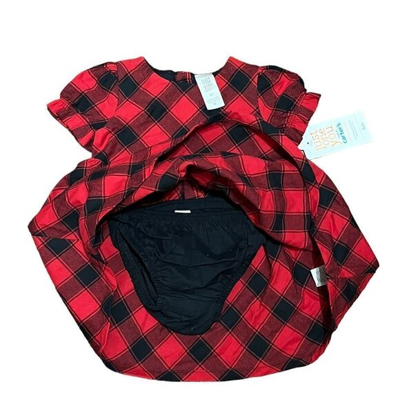 Carter’s Red And Black Plaid Short Sleeve Dress, Size 6M, NWT - Picture 3 of 6